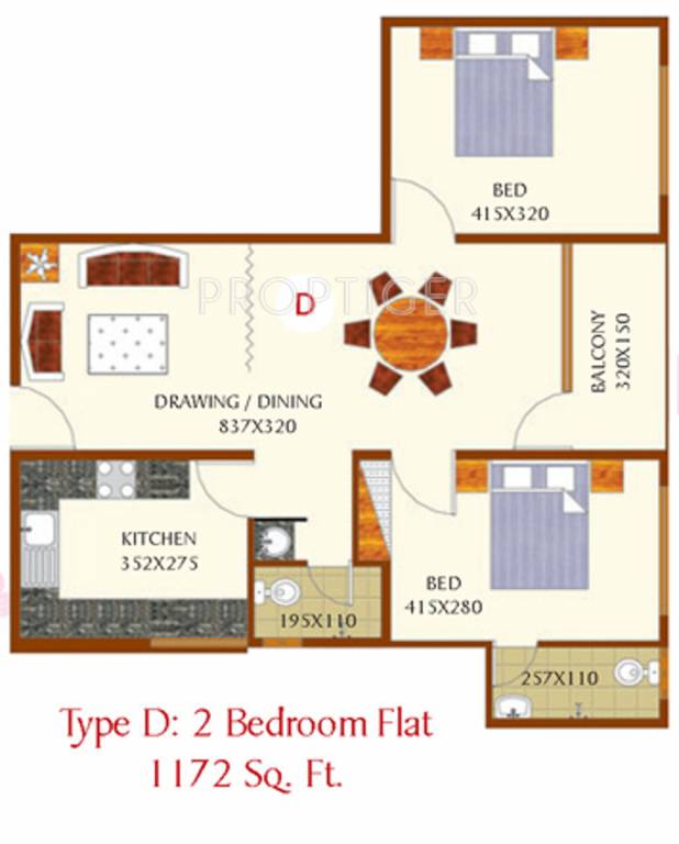 Top Orchid (2BHK+2T (1,172 sq ft) 1172 sq ft)