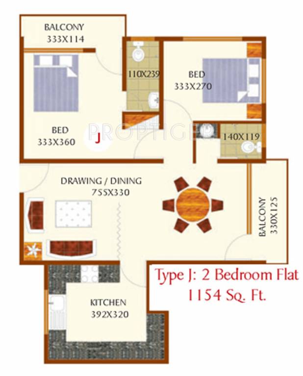 Top Orchid (2BHK+2T (1,154 sq ft) 1154 sq ft)