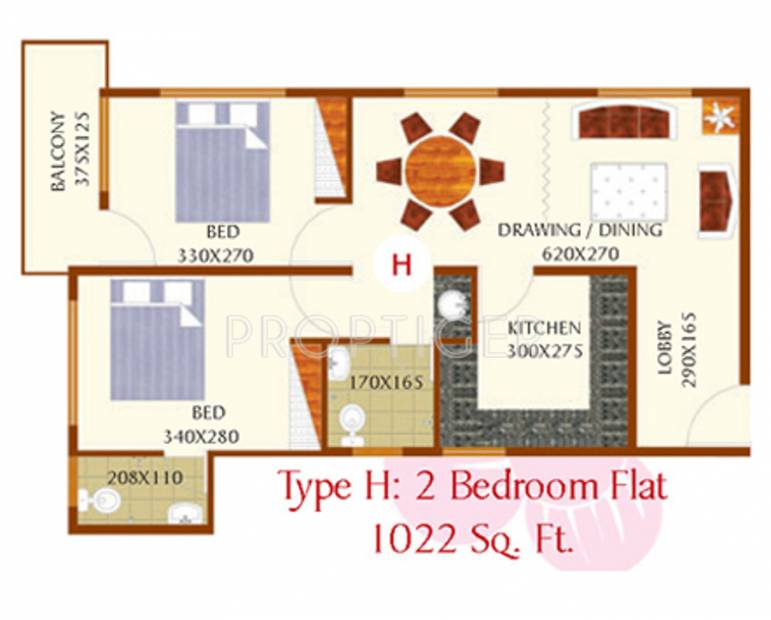 Top Orchid (2BHK+2T (1,022 sq ft) 1022 sq ft)