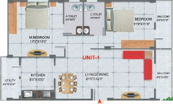 Nishitas Orchid (2BHK+2T (1,215 sq ft) 1215 sq ft)