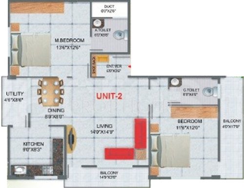 Nishitas Orchid (2BHK+2T (1,230 sq ft) 1230 sq ft)