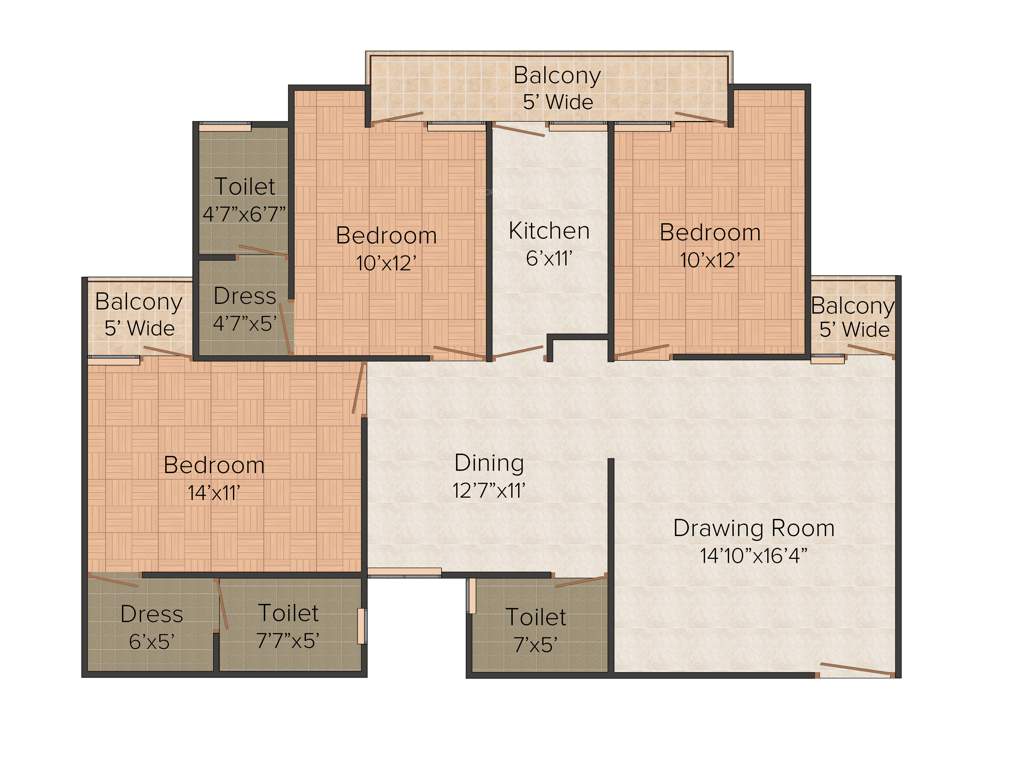Rudra Real Estate Heights 3BHK+3T (1,620 sq ft)