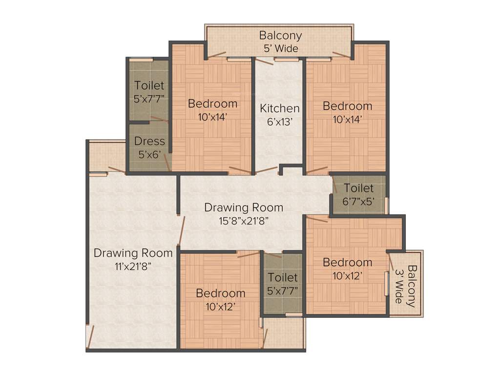 Rudra Real Estate Heights 4BHK+3T (1,860 sq ft)