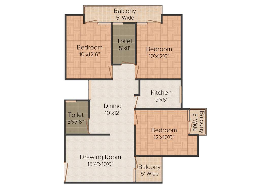 Rudra Real Estate Heights 3BHK+2T (1,405 sq ft)