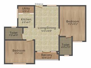 Isha Gayatri (2BHK+2T (965 sq ft)   Study Room 965 sq ft)