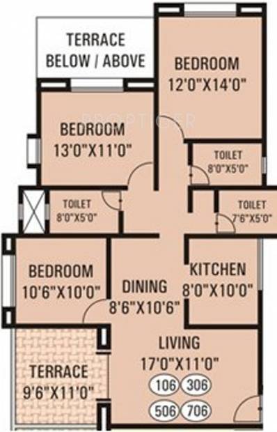 G K Daffodils Housing Society (3BHK+3T (1,300 sq ft) 1300 sq ft)