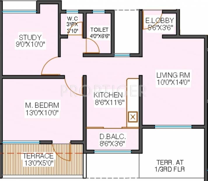 Golden Golden Nest (1BHK+1T (845 sq ft)   Study Room 845 sq ft)