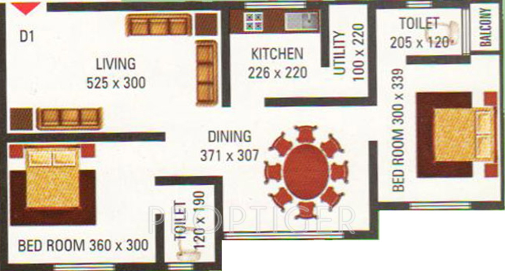 Inland Mist (2BHK+2T (960 sq ft) 960 sq ft)