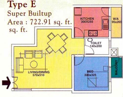 Inland Palace (1BHK+1T (722 sq ft) 722 sq ft) Inland Palace (1BHK+1T (722 sq ft) 722 sq ft)