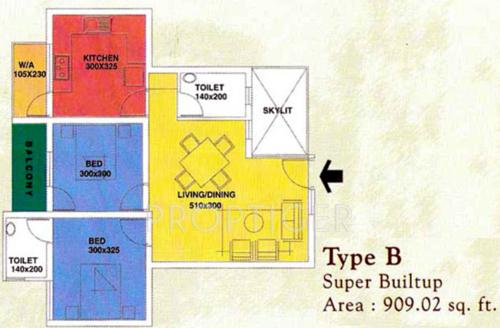 Inland Palace (2BHK+2T (909 sq ft) 909 sq ft) Inland Palace (2BHK+2T (909 sq ft) 909 sq ft)