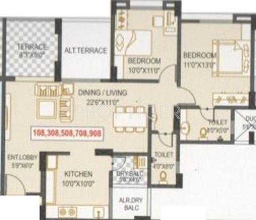 Shree Tirupati Maple Tower (2BHK+2T (1,069 sq ft) 1069 sq ft)