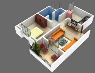 Diamond White Stone (1BHK+2T (566 sq ft) 566 sq ft)