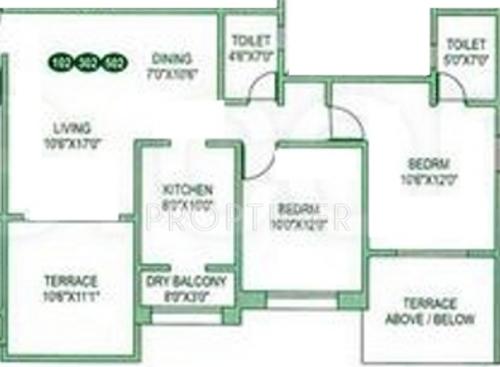 Surana Marigold Avenue (2BHK+2T (937 sq ft) 937 sq ft)