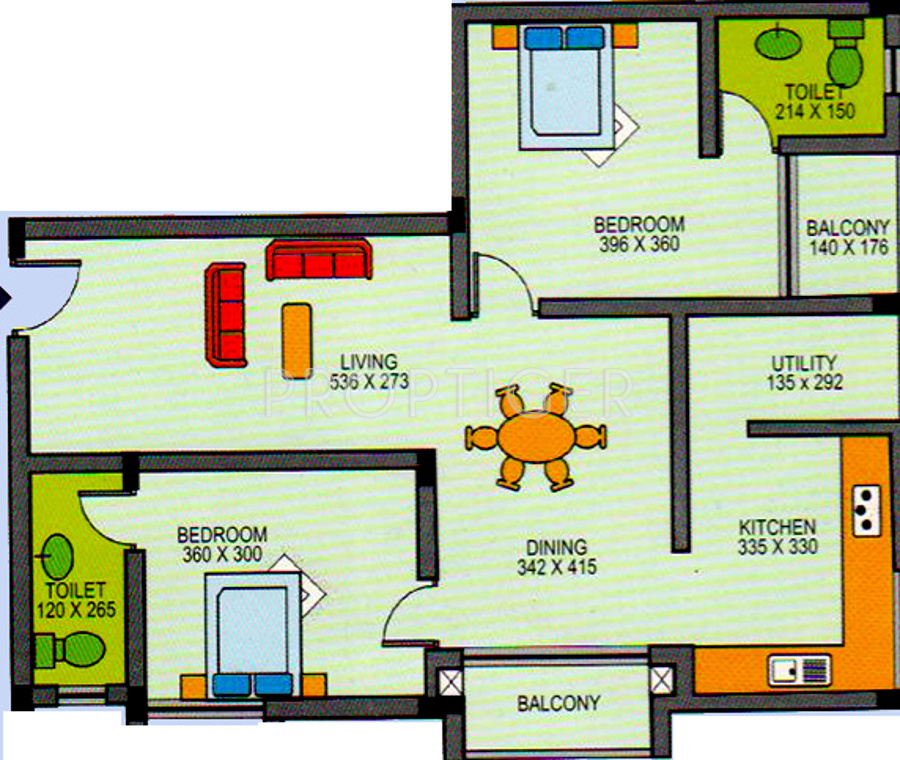 Inland Krishna (2BHK+2T (1,190 sq ft) 1190 sq ft)
