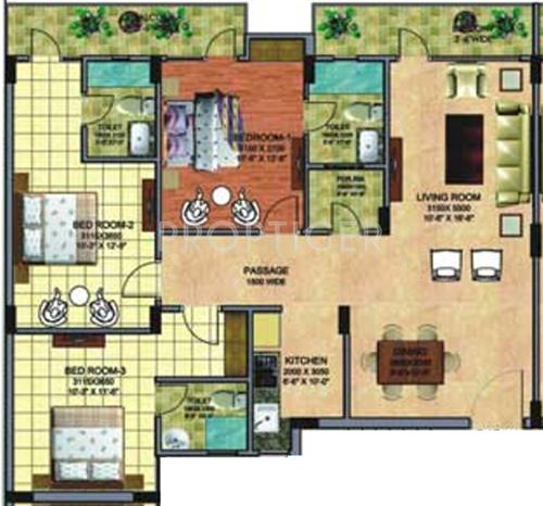 Brightwave Bright Home (3BHK+3T (1,560 sq ft) 1560 sq ft)