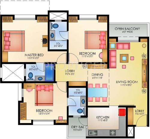 Omega Heritage Apartments (3BHK+3T (1,420 sq ft) 1420 sq ft)