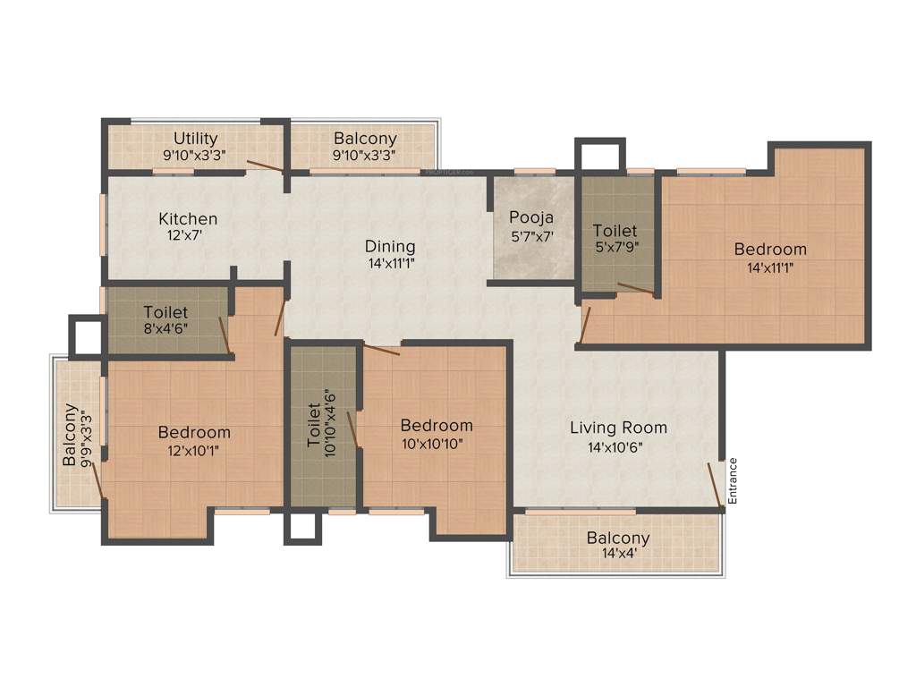 Pushkar Anugraham (3BHK+3T (1,625 sq ft)   Pooja Room 1625 sq ft)