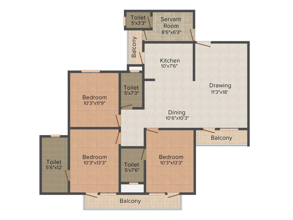 Omaxe Waterscapes (3BHK+3T (1,775 sq ft) + Servant Room 1775 sq ft)