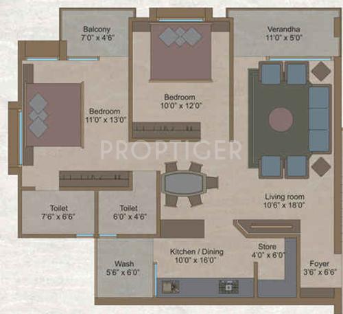 Neptune Helly Greens (2BHK+2T (1,300 sq ft) 1300 sq ft)