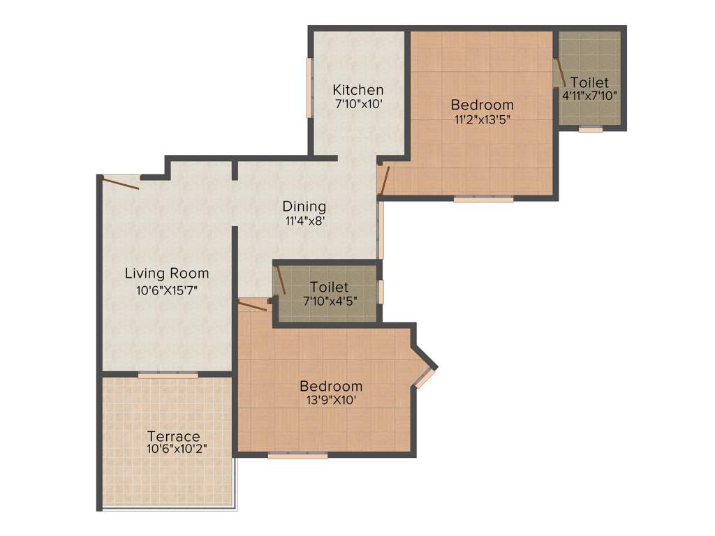 Mohite Paradise G (2BHK+2T (1,097 sq ft) 1097 sq ft)
