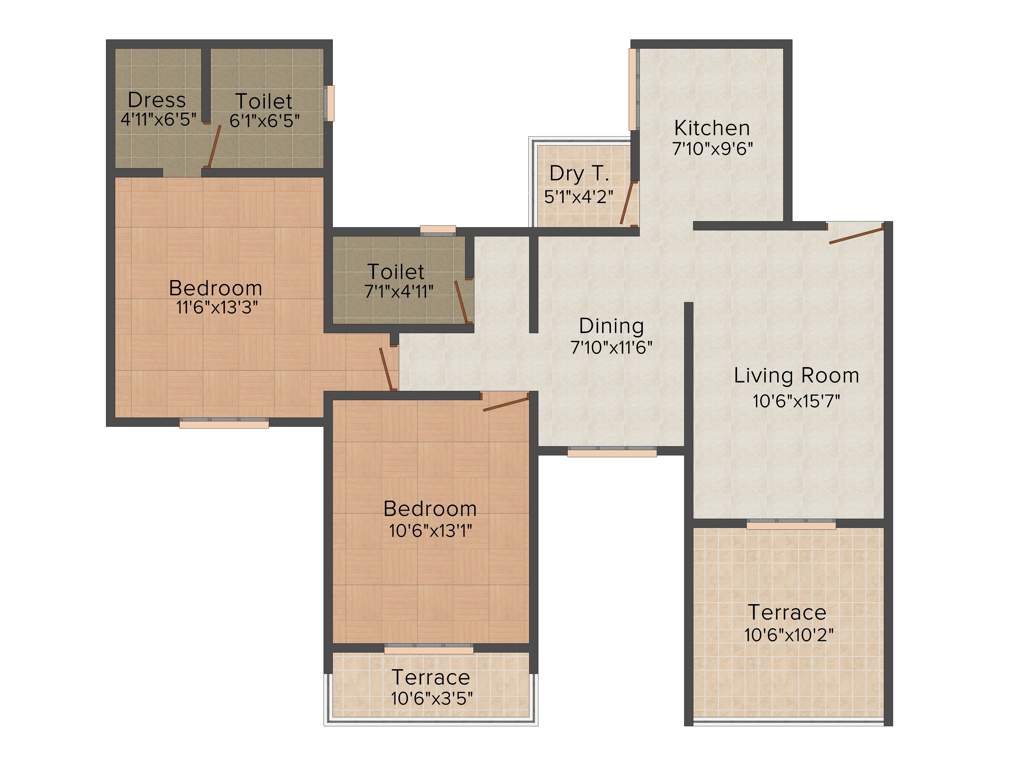 Mohite Paradise G (2BHK+2T (1,247 sq ft) 1247 sq ft)