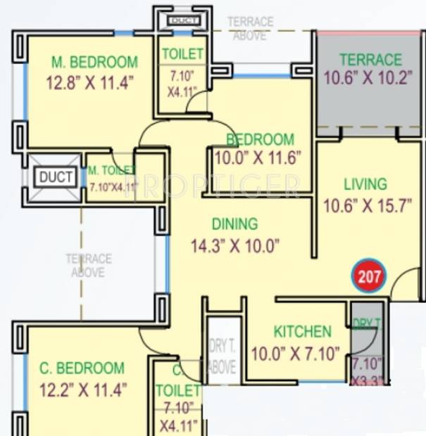 Mohite Paradise G (3BHK+3T (2,095 sq ft) 2095 sq ft)