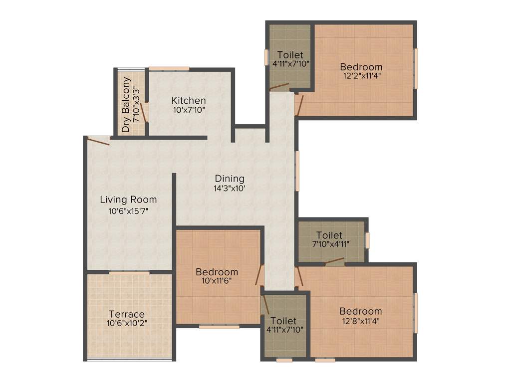 Mohite Paradise G (3BHK+3T (1,441 sq ft) 1441 sq ft)