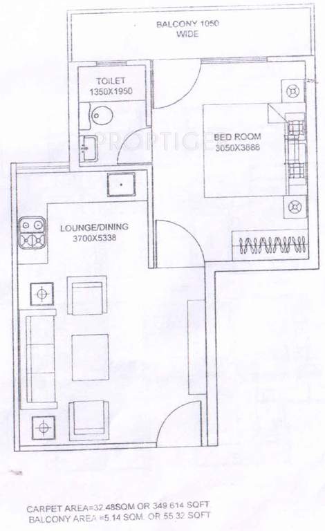 Lotus Homz (1BHK+1T (404 sq ft) 404 sq ft)