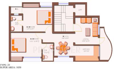 Neoteric Garden Homes (2BHK+2T (1,030 sq ft) 1030 sq ft)