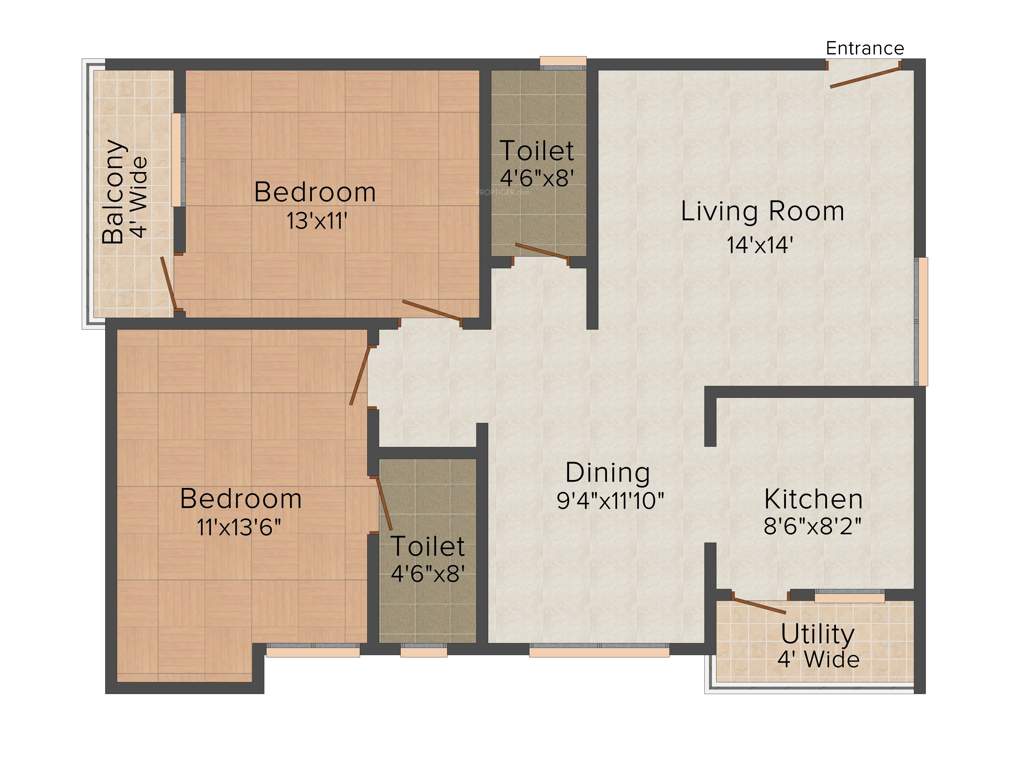 Keystone Ankuraa Park View (2BHK+2T (1,197 sq ft) 1197 sq ft)