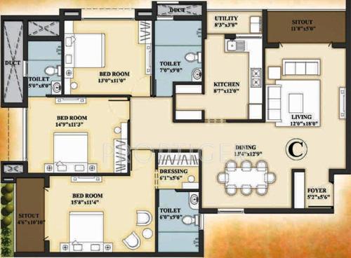 Prince Galada Gardens (3BHK+3T (2,015 sq ft) 2015 sq ft)
