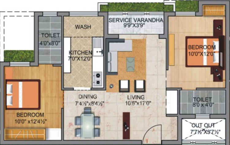 Agni Bala Raga (2BHK+2T (1,038 sq ft) 1038 sq ft)