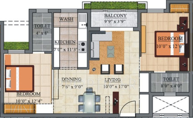 Agni Bala Raga (2BHK+2T (1,033 sq ft) 1033 sq ft)