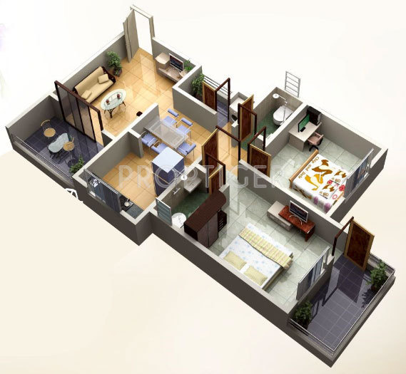 Ozone Westend (2BHK+2T (860 sq ft) 860 sq ft)