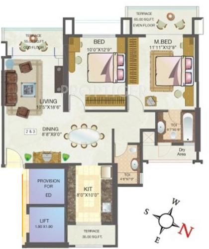 Floor Plan (2BHK+2T) Shree Dinsha Kshitij Floor Plan (2BHK+2T)