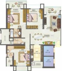 Floor Plan (3BHK+3T) Shree Dinsha Kshitij Floor Plan (3BHK+3T)