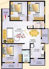 Shakti Sunshine (3BHK+2T (1,300 sq ft) 1300 sq ft)
