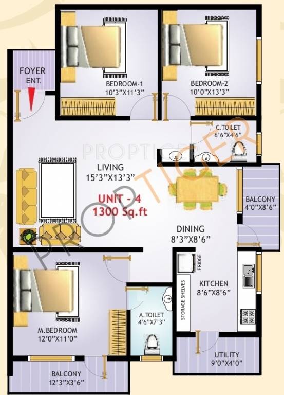 Shakti Sunshine (3BHK+2T (1,300 sq ft) 1300 sq ft)