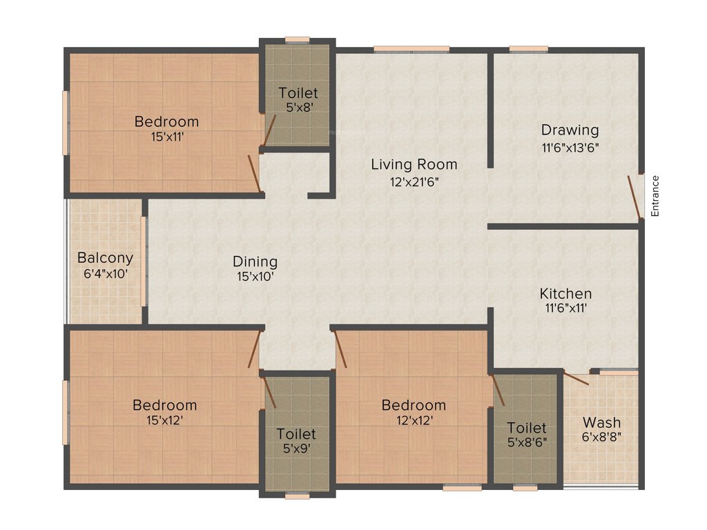 Manbhum Avalon (3BHK+3T (1,925 sq ft) 1925 sq ft)