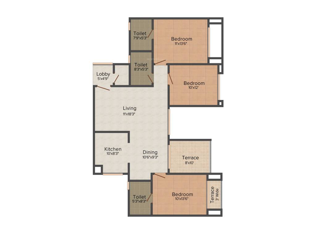 Surya Span O Life (3BHK+3T (1,428 sq ft) 1428 sq ft)