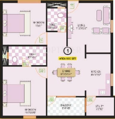 Sreevaru Celebrity Srivasines (2BHK+2T (1,080 sq ft) 1080 sq ft)