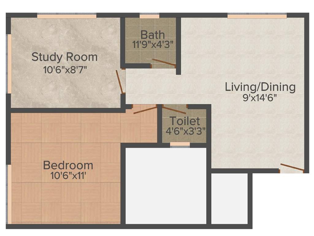 Vinayak Cosmopolis (1BHK+1T (660 sq ft)   Study Room 660 sq ft)