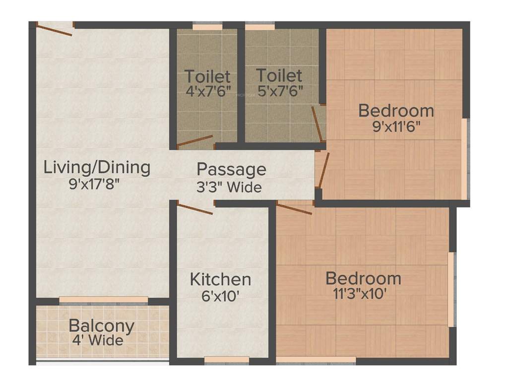 Vinayak Cosmopolis (2BHK+2T (830 sq ft) 830 sq ft)