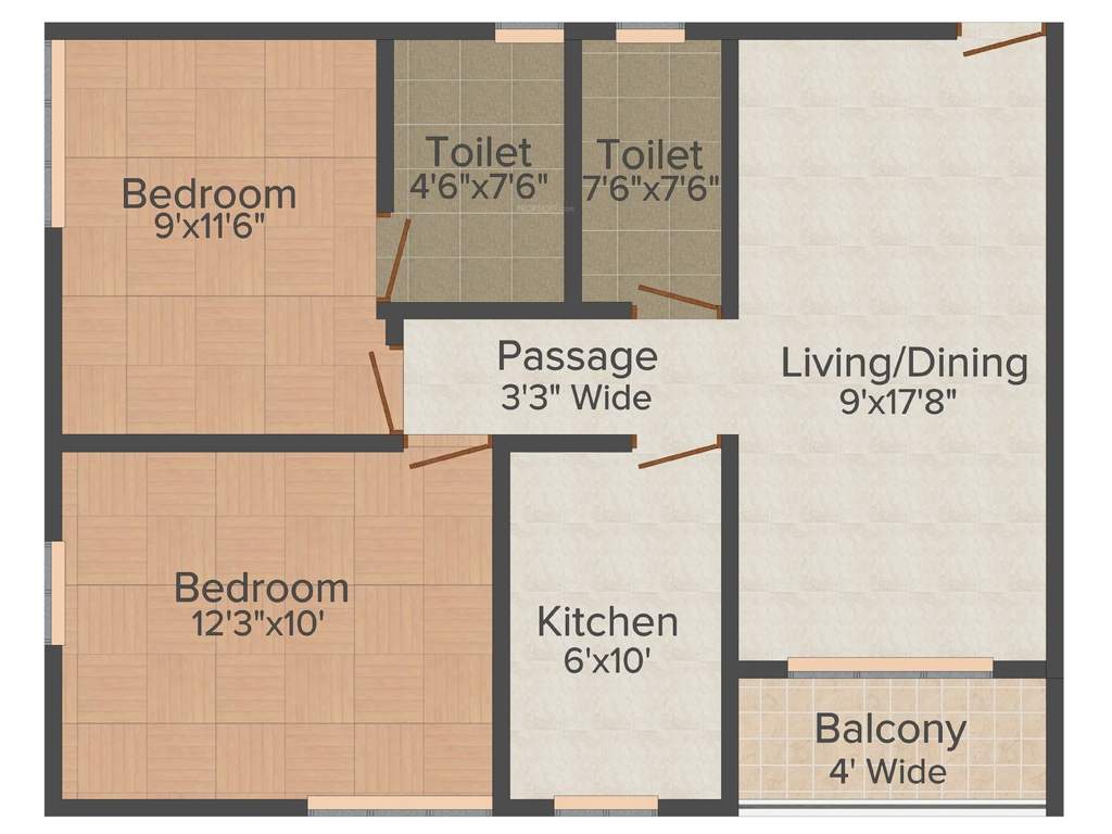 Vinayak Cosmopolis (2BHK+2T (850 sq ft) 850 sq ft)