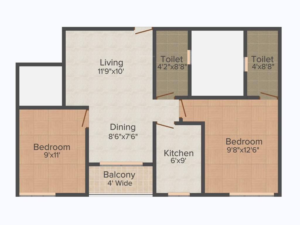 Vinayak Cosmopolis (2BHK+2T (876 sq ft) 876 sq ft)