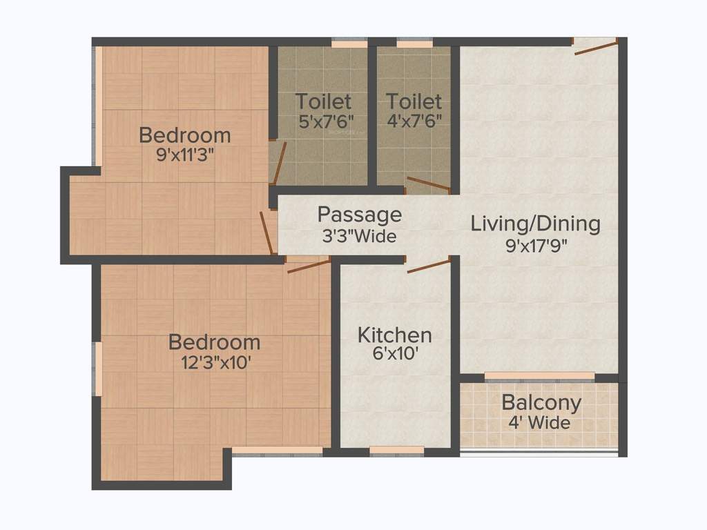 Vinayak Cosmopolis (2BHK+2T (877 sq ft) 877 sq ft)