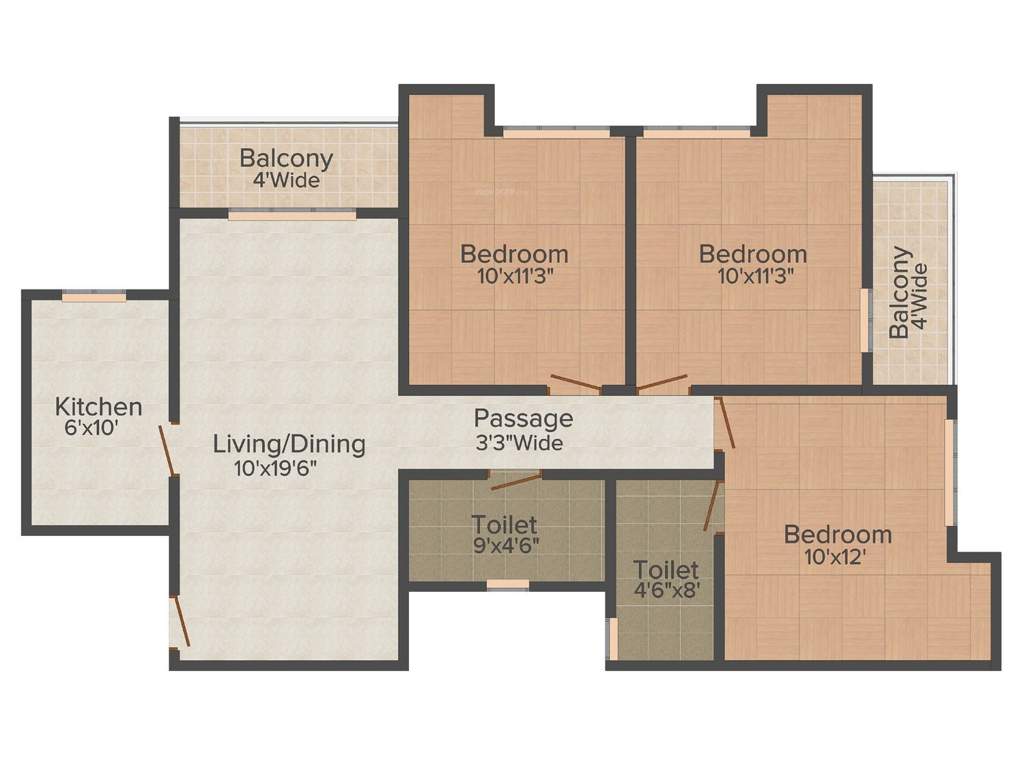 Vinayak Cosmopolis (3BHK+2T (1,202 sq ft) 1202 sq ft)