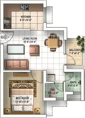 Omaxe Shubhangan (1BHK+1T (635 sq ft) 635 sq ft)