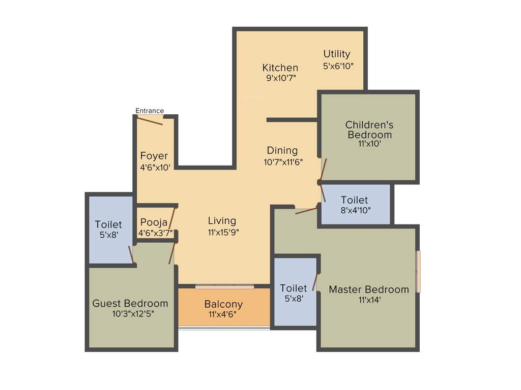 Mahendra Elena 5 (3BHK+3T (1,490 sq ft) 1490 sq ft)