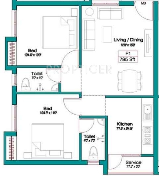Gold Sarah Villa (2BHK+2T (795 sq ft) 795 sq ft) Gold Sarah Villa (2BHK+2T (795 sq ft) 795 sq ft)